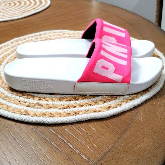 VICTORIAS SECRET PINK LOGO SLIDES SANDALS BEACH SHOWER POOL SHOES, Size 8 - Picture 5 of 6